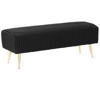 Beliani Velvet Bedroom Bench Black Paterson, Black