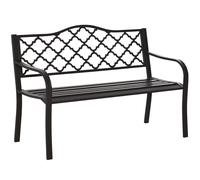 Bench Powder Coated Steel Brown 128x60x89cm Mesh Cast Iron Front Porch 2-Seater