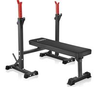 Bench Press, CANPA Olympic Weight Bench with Squat Rack Workout Bench Adjustable Barbell Rack Stand Strength Training Home Gym Multi-Function (coral red)