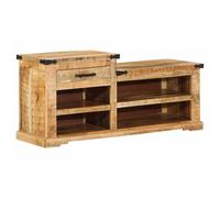 Bench Rough Mango Wood Brown 110x35x50 cm Rustic Shoe Storage Seat with Drawers