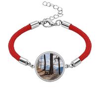 Bench ry Science Nature Scenery Lucky Red String Bracelet Rope Bracelet Handmade