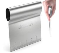 Bench Scraper for Baking & Dough Scraper Tool, Stainless Steel Pastry Divider with Metric Scale, Multi-Purpose Griddle Scraper for Bread, Pizza & Cake, Dishwasher Safe & Rust-Resistant