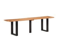 Bench Solid Acacia Live Edge Brown Black 160x35x45cm Steel U-Leg Industrial Seat