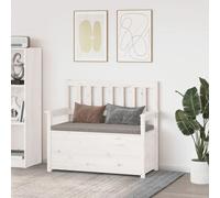 Bench White Solid Pine Wood 112.5x51.5x96.5 cm Storage Seat with Back Armrests