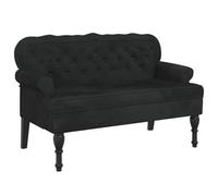 Bench with Backrest Black Velvet 119.5 x 64.5 x 75 cm with Armrest and Sturdy Wooden Frame, Bench for Hallway, Living Room, Bedroom, Elegant Cushion for Dining Room and Hallway