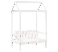 Bench with Roof, White, Made of Solid Pine Wood, 117.5 x 70 x 176.5 cm with Backrest, Bench for Hallway, Hallway, Living Room, Wardrobe Bench with Storage Space and Comfortable Seat