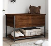 Bench with Storage Space, Brown Oak, 70 x 42.5 x 47 cm, Wood Material and Metal Frame, Hallway Bench, Shoe Bench, Wardrobe Bench for Hallway, Living Room with Adjustable Legs and Storage Compartment