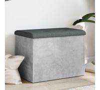 Bench with Storage Space, Concrete Grey, 62 x 42 x 45 cm, Wood Material with Padded Seat Cushion, Folding Lid and Sturdy Hinges for Hallway, Living Room, Bedroom, Storage and Shoe Bench