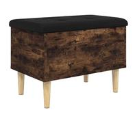 Bench with Storage Space Smoked Oak Wood Material 62 x 42 x 46 cm Padded with Hinged Lid Cushion Black Hallway Bench Shoe Bench for Hallway Living Room Bedroom Storage