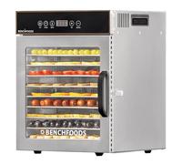 BenchFoods 10-Tray Commercial Food Dehydrator for Jerky, Spices & Snacks | Small & Compact Stainless Steel Dehydrator with Precise Temperature and Time Adjustment | Trays, Mats & Recipes Included