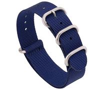 Benchmark 18mm Navy Blue Nylon Watch Band - One Piece Waterproof Ballistic Nylon - Slip Through Military Style Zulu Watch Strap for Men & Women