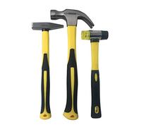 Benchmark - 3 Piece Hammer Set; 16 OZ. Claw Hammer, Tack Hammer; Rubber Mallet (Double SIded); Shock Absorbing Rubber Grips, Durable Fiberglass Handles And Polished Steel Heads
