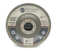 Benchmark Abrasives 4.5 inch Zirconia Curved Fillet Weld Flap Discs, Grinding Wheel for Cleaning Welds, Finishing Deburring of Irregular Surfaces (5 Pack) - 120 Grit