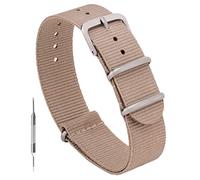 Benchmark Basics Nylon Watch Band - Waterproof Ballistic Nylon One-Piece Military Watch Straps for Men & Women - Choice of Color & Width - 18mm, 20mm, 22mm or 24mm, Khaki Tan, 18mm, Military