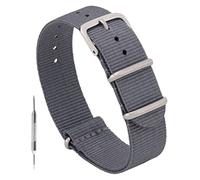 Benchmark Basics Nylon Watch Band - Waterproof Ballistic Nylon One-Piece Military Watch Straps for Men & Women - Choice of Color & Width - 18mm, 20mm, 22mm or 24mm, Slate Grey, 20mm, Military