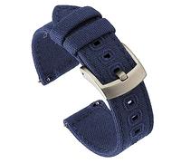 Benchmark Basics Quick Release Canvas Watch Strap - Woven Cotton Fabric Watch Bands for Men & Women - Choice of Color & Width - 20mm or 22mm (20mm, Navy Blue)
