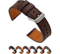 Benchmark Basics Quick Release Leather Watch Bands - Premium Italian Full Grain Leather Watch Straps for Men & Women - Choice of Color & Width - 18mm, 20mm or 22mm (18mm, Dark Brown)