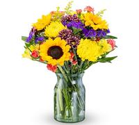 Benchmark Bouquets - Flowering Fields Sunflowers Bouquet - Fresh Flowers for Delivery - Easter Flowers - Get Well Gifts for Women - Birthday Flowers for Women (Glass Vase Included)