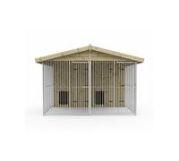 Benchmark Dog Kennel with Apex Roof - Duo 8 x 10ft Premium Wood Range