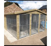 Benchmark Kennels Benchmark Dog Kennel With Apex Roof Triple 12X12Ft Premium Wood Range