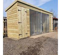 Benchmark Kennels Benchmark Dog Kennel With Pent Roof - Double 16 X 4Ft, Premium Wood Range