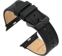 Benchmark Leather Watch Strap Compatible with Apple Watch Strap 45mm 44mm 42mm 41mm 40mm 38mm - Crazy Horse Leather Strap for iWatch Series 8 7 SE 6 5 4 3 2 1, Black PVD, 42mm/44mm/45mm/49mm, Classic