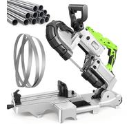 Benchtop Band Saw Machine, 1100W with 6 Saw Blades, 0-45° Cutting Angle, 6-Speed Adjustment for Woodworking and Metal Cutting