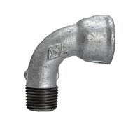 Bend 1a, short, 90°, IG/AG, Rp/R 2, operating temperature -20 °C to 300 °C, black malleable cast, hot-dip galvanised, DIN EN 10242