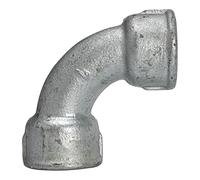 Bend 2a, short, 90°, IG/IG, Rp 1 1/2, operating temperature -20 °C to 300 °C, black malleable cast, hot-dip galvanised, DIN EN 10242