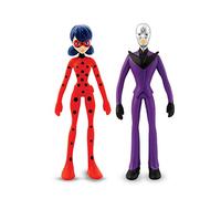 Bend-Ems Miraculous 2 Pack Action Figure Set: Ladybug, Cat Noir, Rena Rogue or Hawk Moth