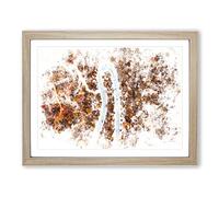 Bend In The Forest Road Watercolour Modern Framed Wall Art Print, Ready to Hang Picture for Living Room Bedroom Home Office Décor, Oak A4 (34 x 25 cm)