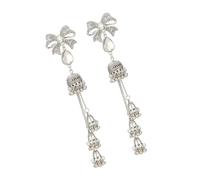 Bend Molded Earrings Sparkling Beads and Swing Border Metal Mixture Jewelry for Daily Instances Metal Mixture Party Jewelry