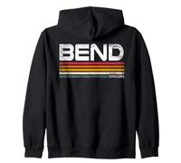 Bend Oregon Retro Stripes Vintage Style City Design Zip Hoodie