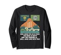 Bend Oregon Retro-Vintage Mountains & Beer for Nature Lovers Long Sleeve T-Shirt