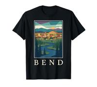 Bend Oregon River Mountains Retro Travel Design T-Shirt