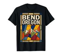 Bend Oregon USA Flag Cascade Mountains Travel Art T-Shirt