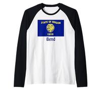 Bend Oregon USA State Flag Souvenir Raglan Baseball Tee