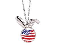 bend stars and stripes amecountry flag Rabbit Necklace Pendant Bunny Animal Jewelry Gift