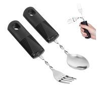 Bendable Adaptive Utensils,1 Pcs Spoon,1pcs Fork(Black),for Elderly, Disabled People, Parkinson’S, Arthritis, Hand Tremors, Weak Hand Grip & Handicapped,Convenient for Independent Eating