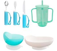 Bendable Adaptive Utensils,Spill-Proof Scoop Bowl,Adaptive Eating Equipment with Lipped Edge,No-Spill Scoop Aid for Parkinsons Dementia,Tremors Special Non-Skid Bowl for Elderly & Disabled
