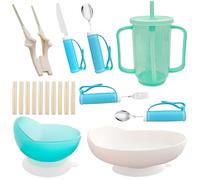 Bendable Adaptive Utensils,Spill-Proof Scoop Bowl,Adaptive Eating Equipment with Lipped Edge,No-Spill Scoop Aid for Parkinsons Dementia,Tremors Special Non-Skid Bowl for Elderly & Disabled