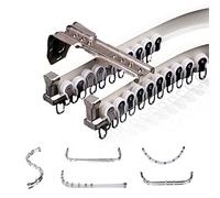 Bendable Aluminium Curtain Rail - Double Tracks, Ceiling/Wall Mount, Curved Track System for RV & Bay Windows, Adjustable Length 1m to 5m, Easy Installation