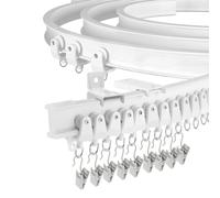 Bendable Ceiling Curtain Track for Bay Window, 20FT/6M Flexible Curved Curtain Rail Ceiling Wall Mount Heavy Duty Plastic Curtain Rails Track System