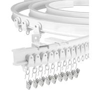 Bendable Ceiling Curtain Track for Bay Window, 5M Flexible Curved Curtain Rail Ceiling Wall Mount Heavy Duty Plastic Curtain Rails Track System for Bed Room Divider (5M Side mounting(w/screws clips))