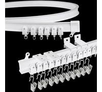 Bendable Curtain Track, 12Ft Flexible Curtain Rail Ceiling Wall Mounted Heavy Duty Curtain Tracks and Fittings Room Divider Plastic Drop Curved Curtain Track for Bay Window