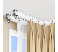Bendable Curtain Track, Silent Flexible Curtain Rail Track Double Ceiling Curtain Track Adjustable Curved Bay Window Curtain Track, Suitable For Home Hotel Office RVs(350cm/137.8in)