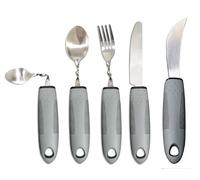 Bendable Extra Wide Handles Easy Grip Cutlery Set of 5 Disability Aids, Large Wide Handled Disability Ideal Dining aid for Elderly Disabled Arthritis People Parkinson (5Pcs Grey)