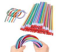 Bendy Pencils, 20 Pcs, Soft Bendy Pencils for Kids, Colorful Flexible Bendy Pencils, Magic Bend Pencil, Bendable Pencils with Eraser, for Classrooms, Prizes, Party Gifts, Stress Relief Toys