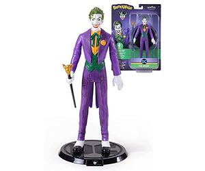BendyFigs The Noble Collection DC The Joker - Officially Licensed 7.5in (19cm) DC Bendable Collectable Doll Figure With Stand - For Kids & Adults - Gifts For Batman Fans, Black
