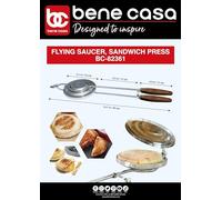 Bene Casa - Flying Saucer Sandwich Press with Heavy-Duty Natural Wooden Handles (16") - Ideal for Bonfire or Camping Cooking